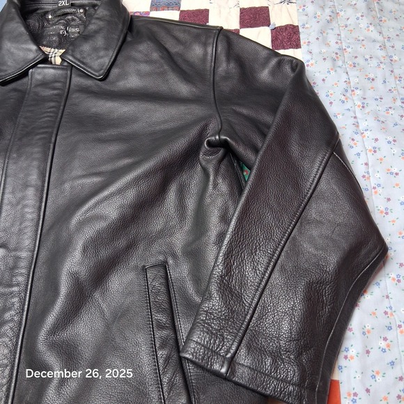 VTG EUC Hunting Horse Black Lined Leather Jacket Size 2XL Heavyweight Italian - Picture 3 of 14